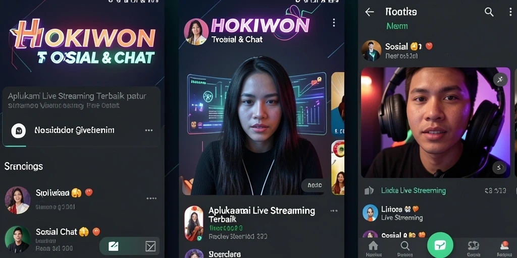 Tampilan antarmuka HOKIWON yang menarik dan modern untuk Live Streaming.