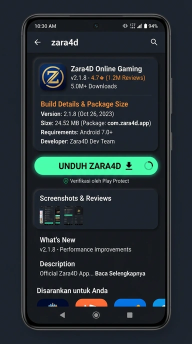 Tampilan halaman APK zara4d